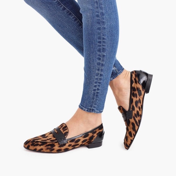 J. Crew Shoes - J.CREW Academy Penny Loafers in Leopard Calf Hair J8502